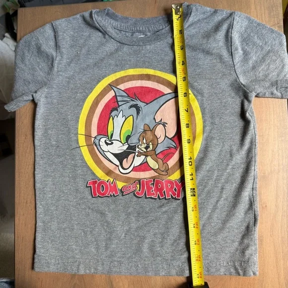 Tom and Jerry Graphic T-Shirt Youth Size 6 | Gray Cartoon Tee - Picture 6 of 6